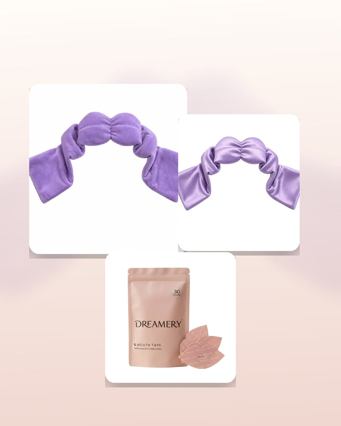 Dreamery sleep mask and bedtime ritual products arranged as a thoughtful sleep gift for Mum.