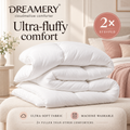 White Dreamery Cloudmellow comforter folded in plush layers, with ultra-soft fabric and machine-washable features
