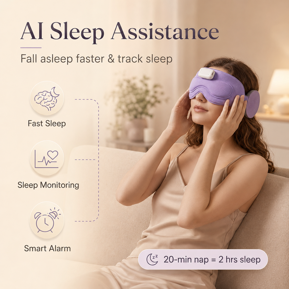 Smart Sleep Mask with Bluetooth Headphones – Memory Foam Eye Mask