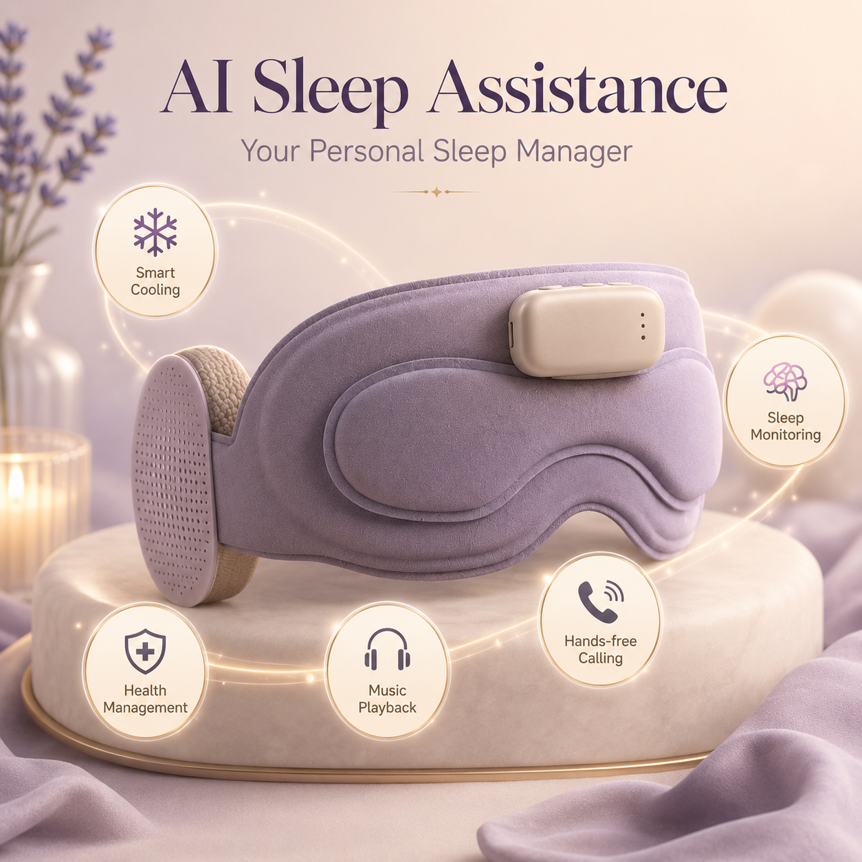 Smart Sleep Mask with Bluetooth Headphones – Memory Foam Eye Mask