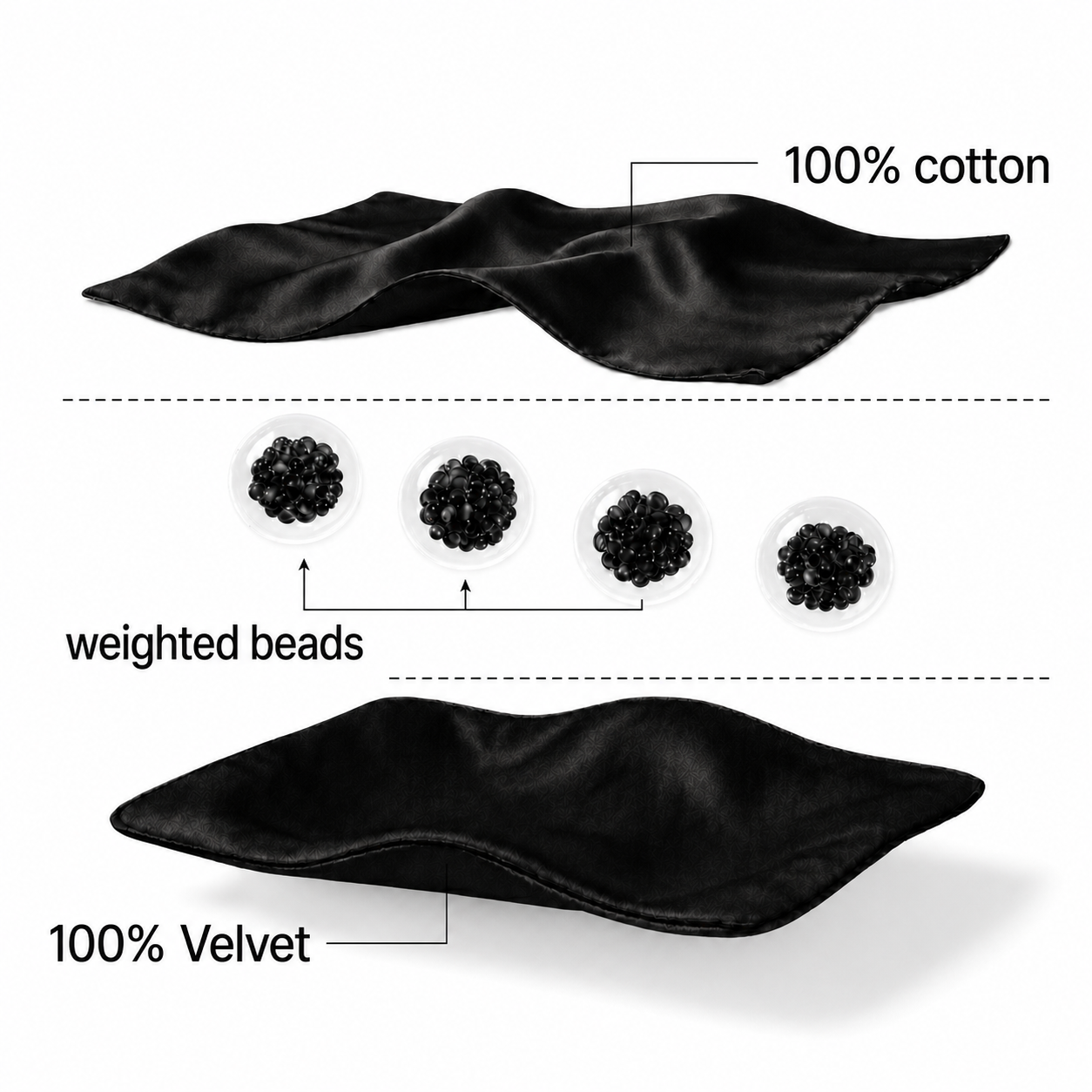 Black Silk Weighted Eye Mask material detail