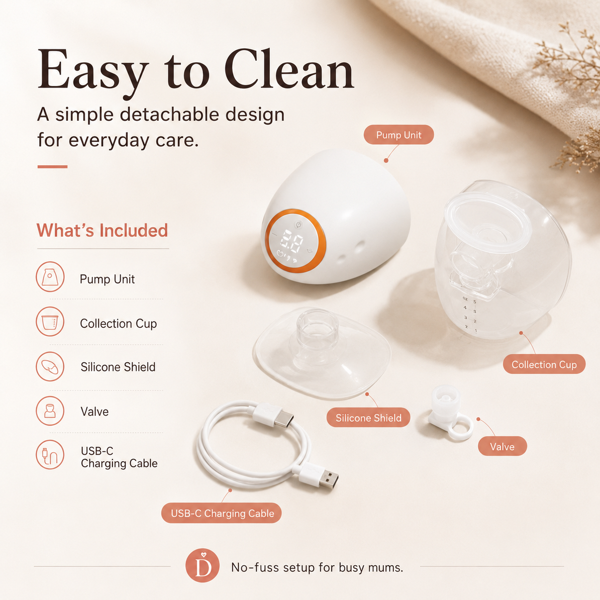 Dreamery Aura Wearable Breast Pump with App Control | Dreamery