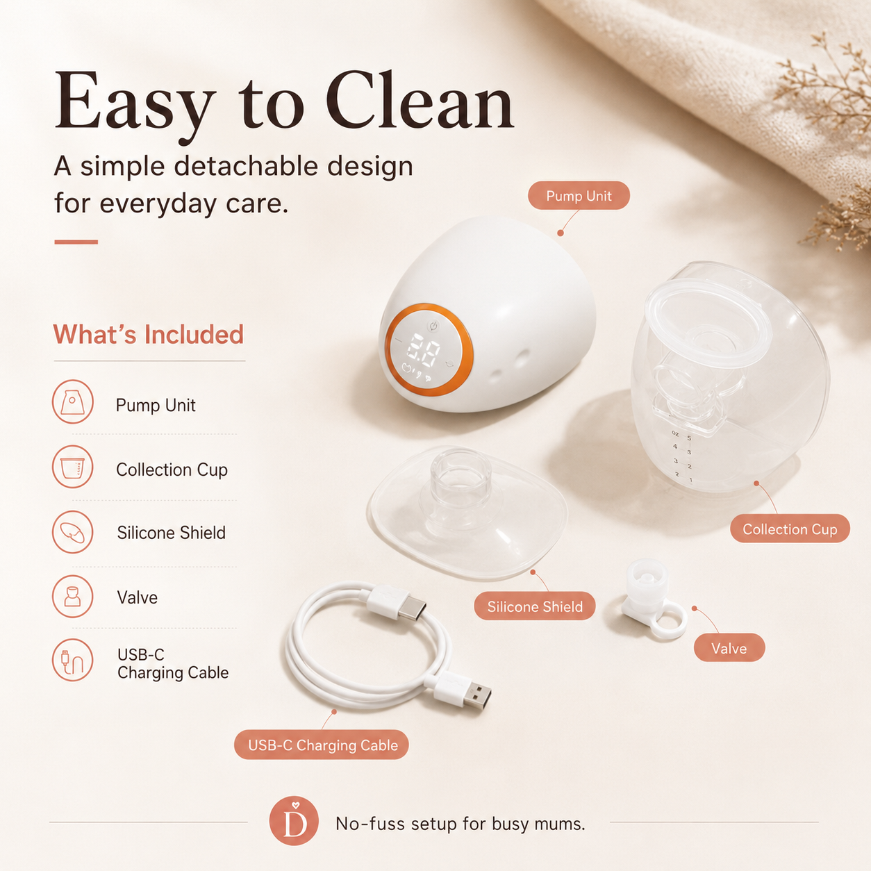 Dreamery Aura Wearable Breast Pump with App Control | Dreamery