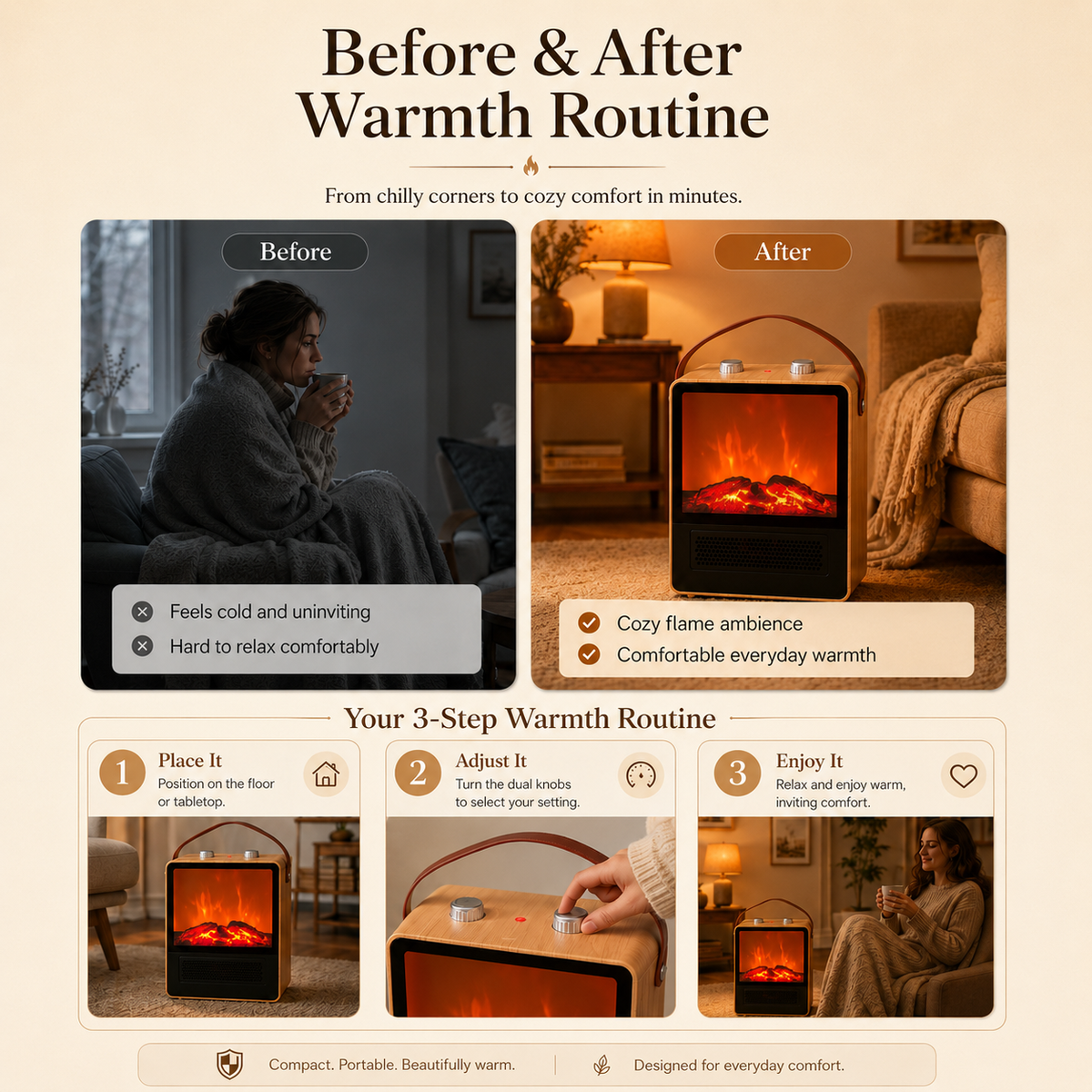 Dreamery EmberGlow Portable Fireplace Heater