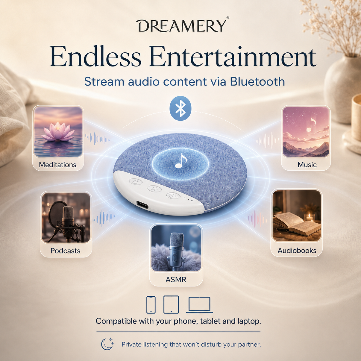 Dreamery QuietSide Bluetooth Pillow Speaker