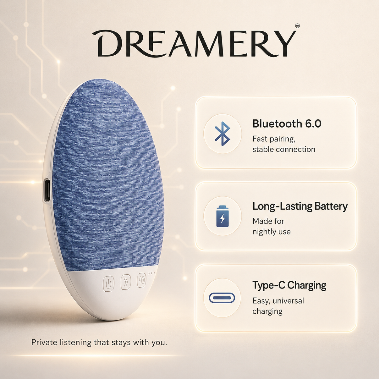 Dreamery QuietSide Bluetooth Pillow Speaker