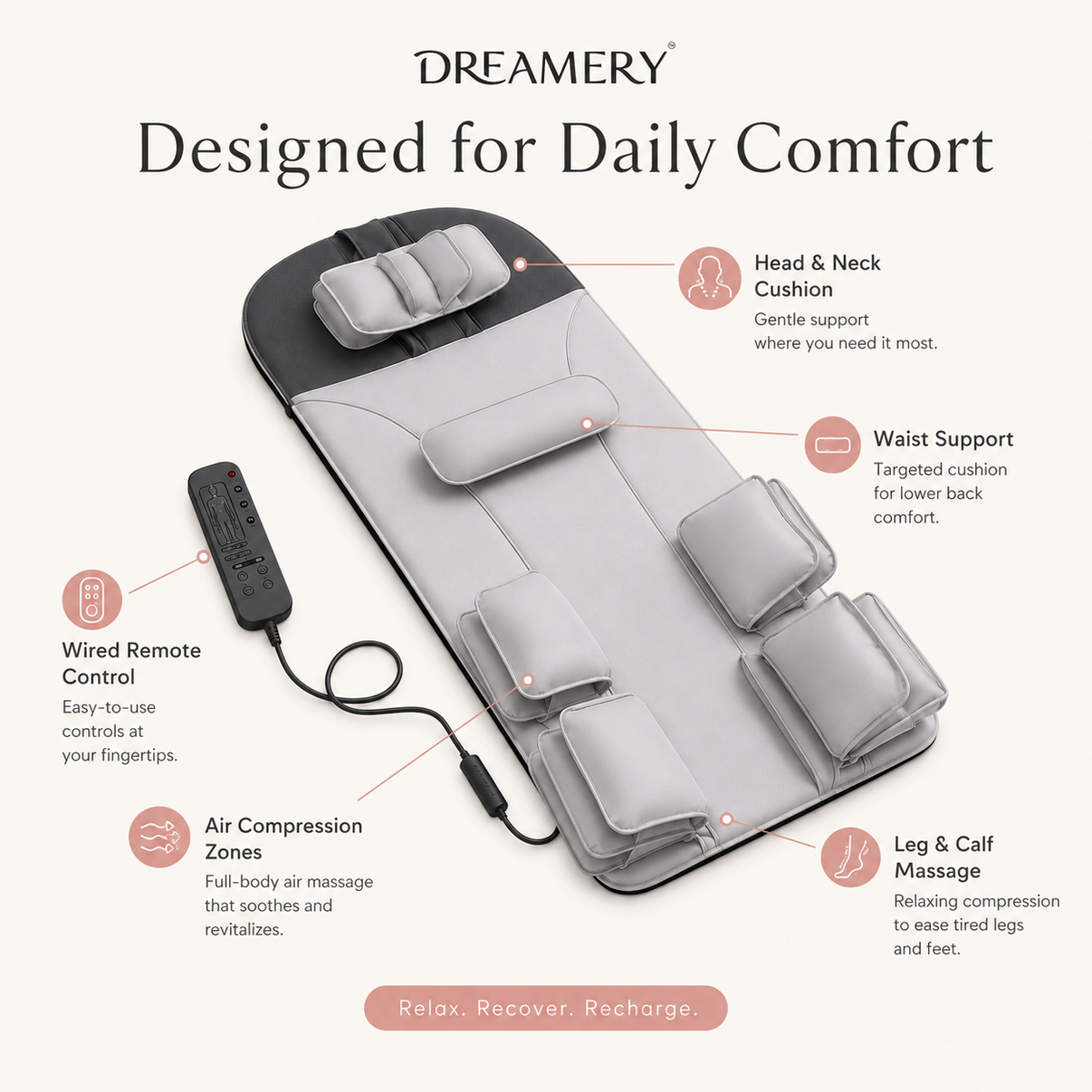 Dreamery AirCloud Full Body Air Compression Massage Mat