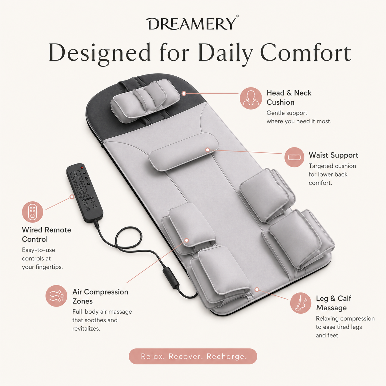 Dreamery AirCloud Full Body Air Compression Massage Mat