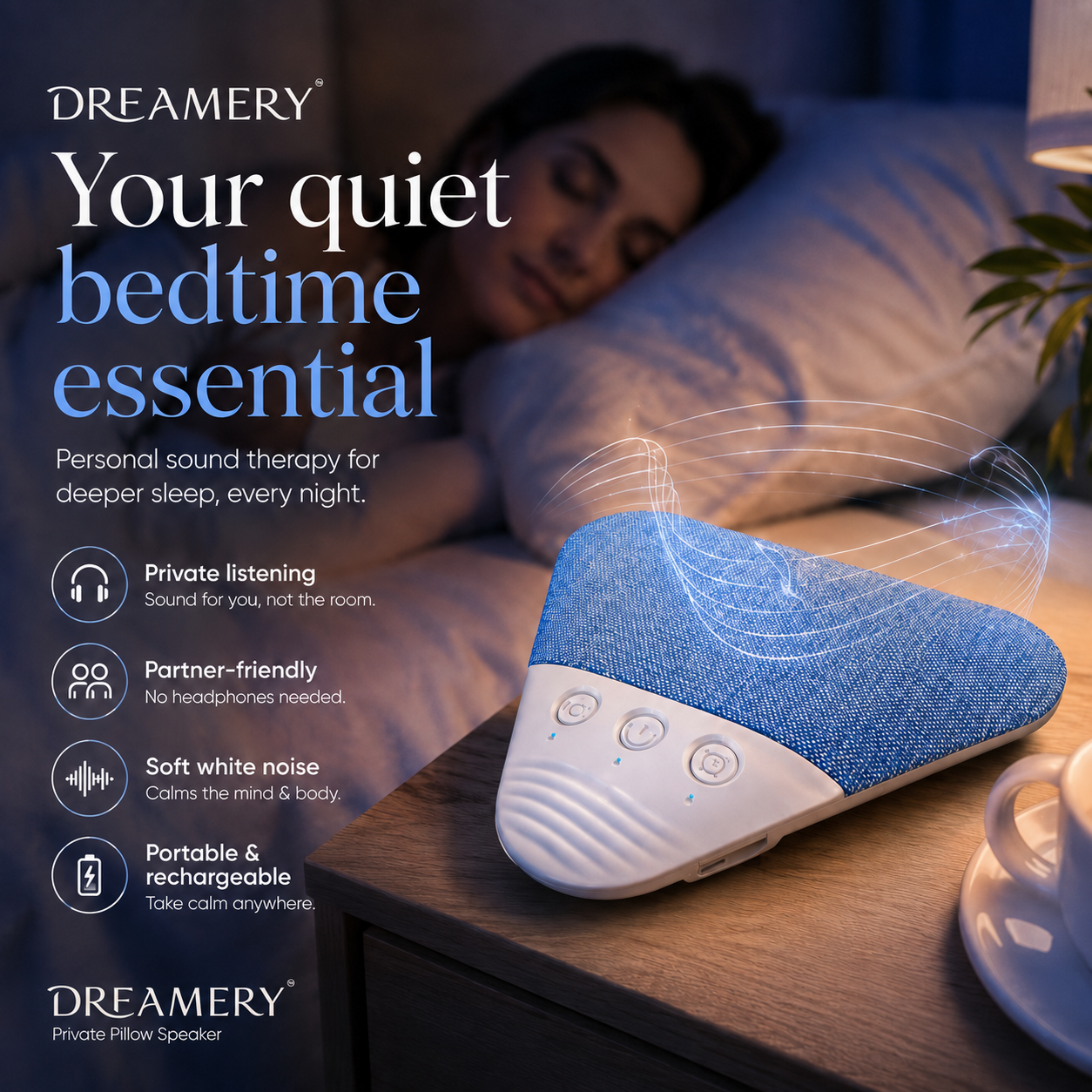 Under-Pillow Speaker for Sleeping | Dreamery QuietSide Pro™