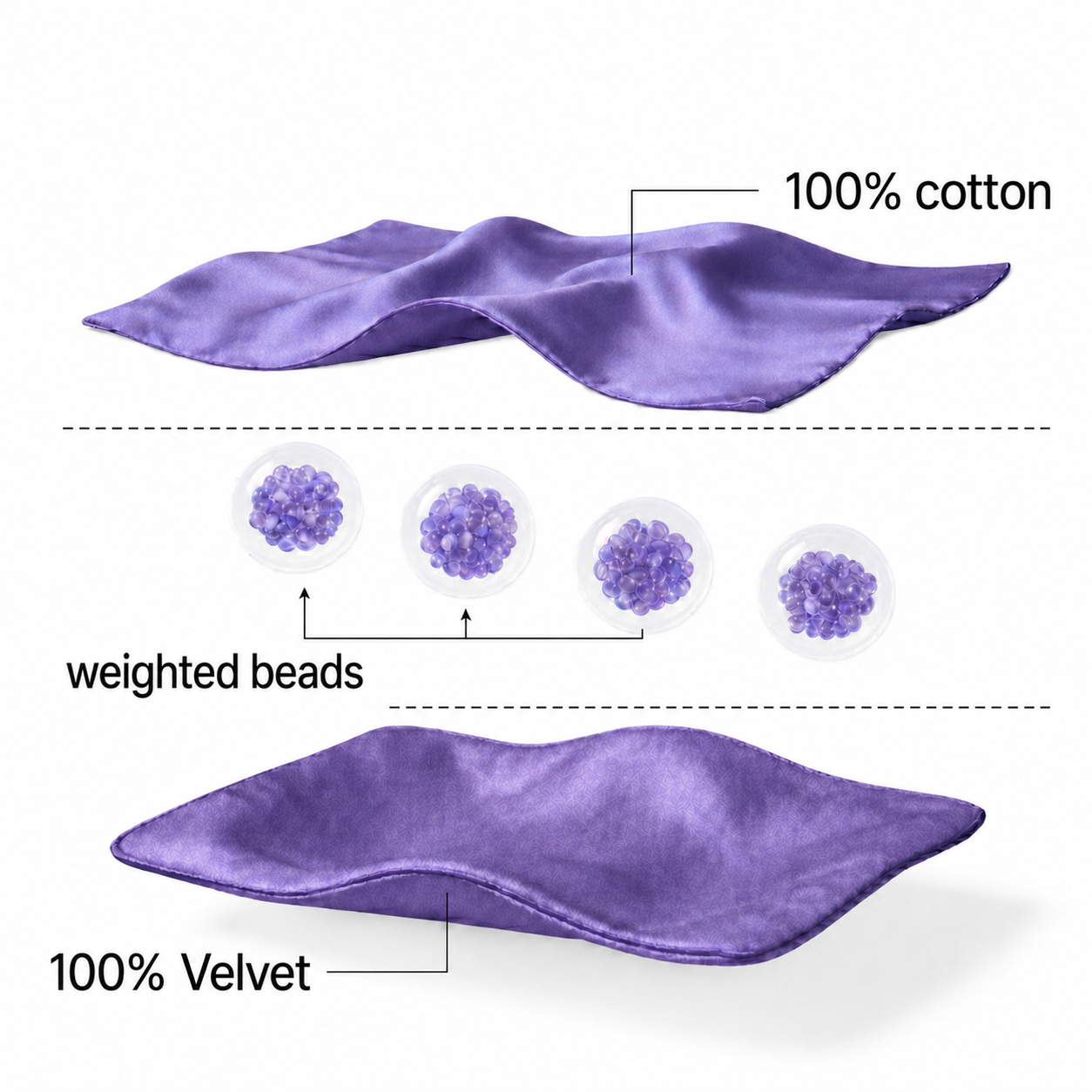 Purple Silk Weighted Eye Mask detail
