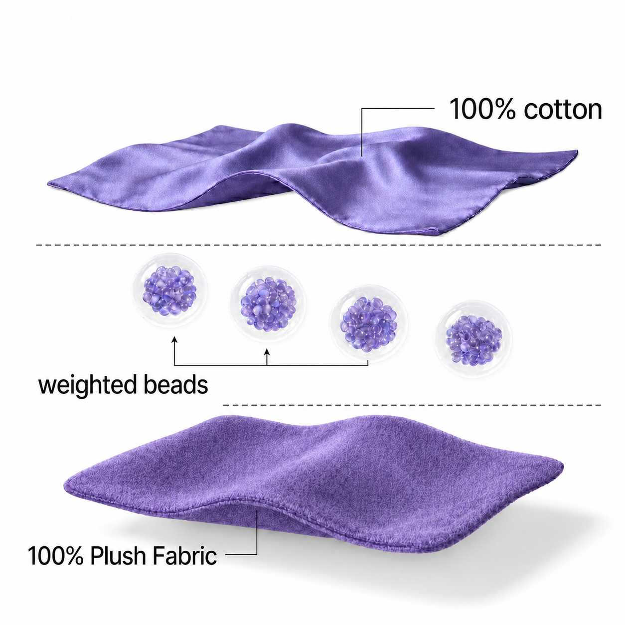 Purple Plush Weighted Eye Mask detail