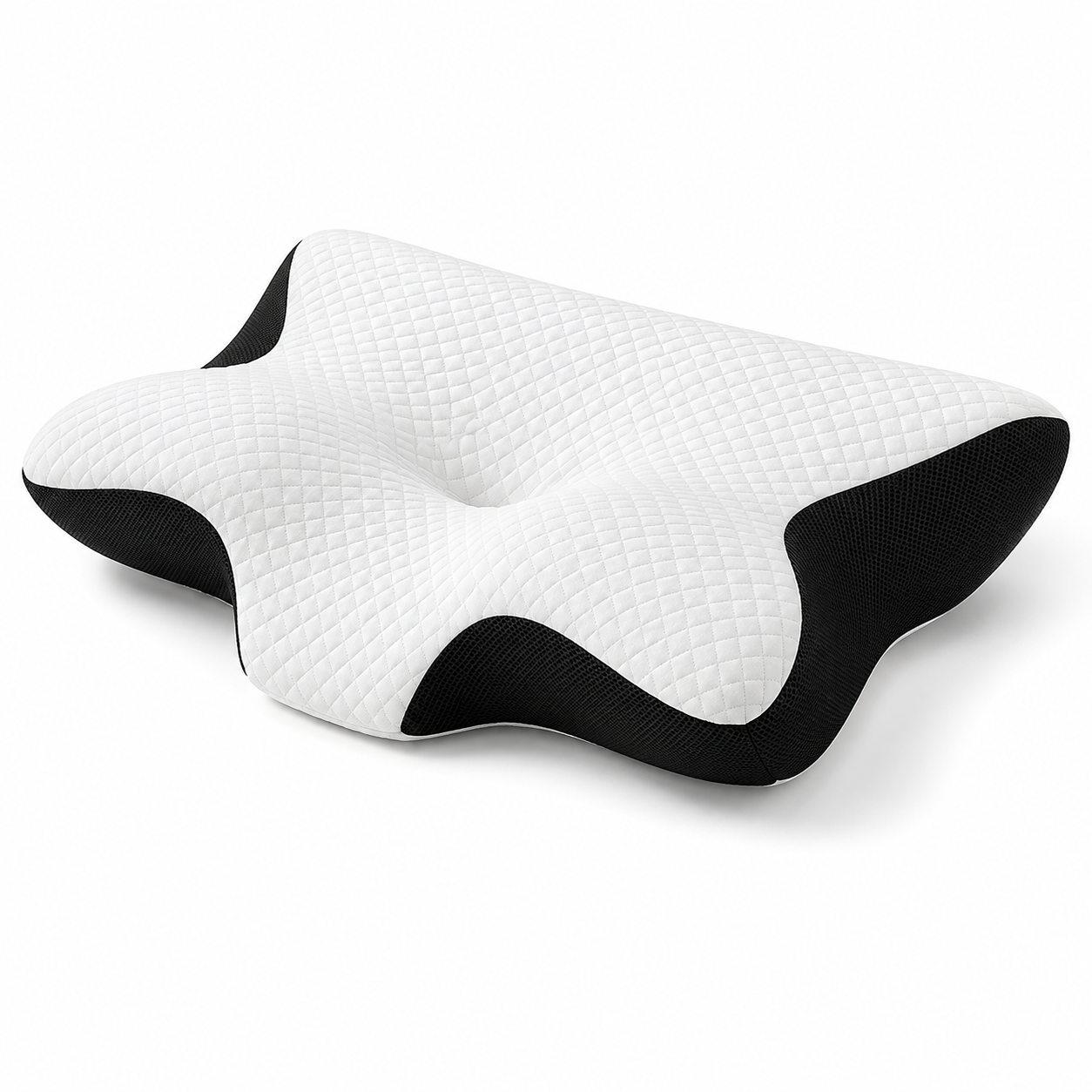 The Cloud Contour Pillow's sculpted memory foam shape with centre head cradle