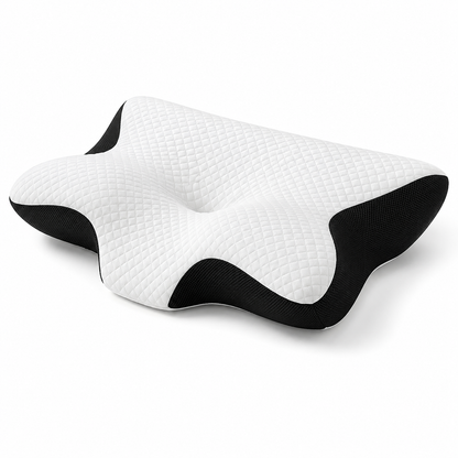 The Cloud Contour Pillow's sculpted memory foam shape with centre head cradle