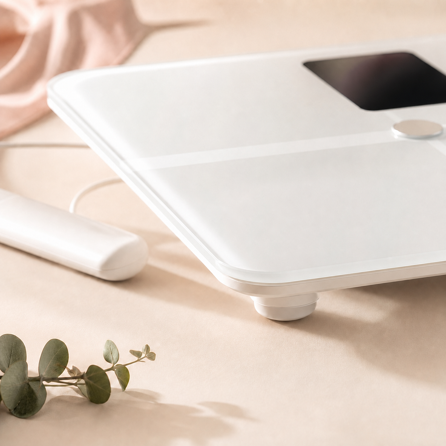 Tempered-glass top, rounded edge and foot detail of Dreamery Clarity