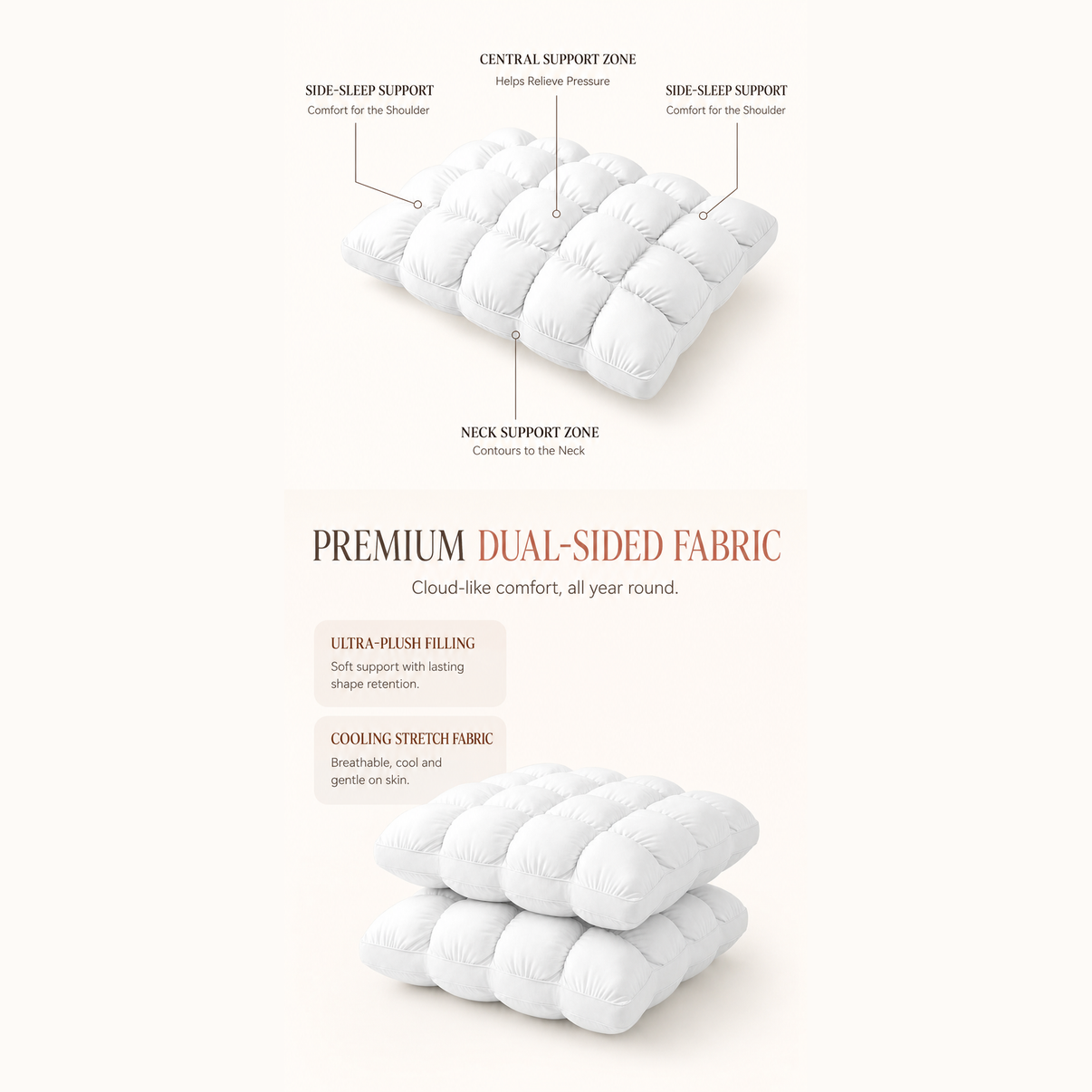 Dreamery Dinner-Roll Cooling Pillow