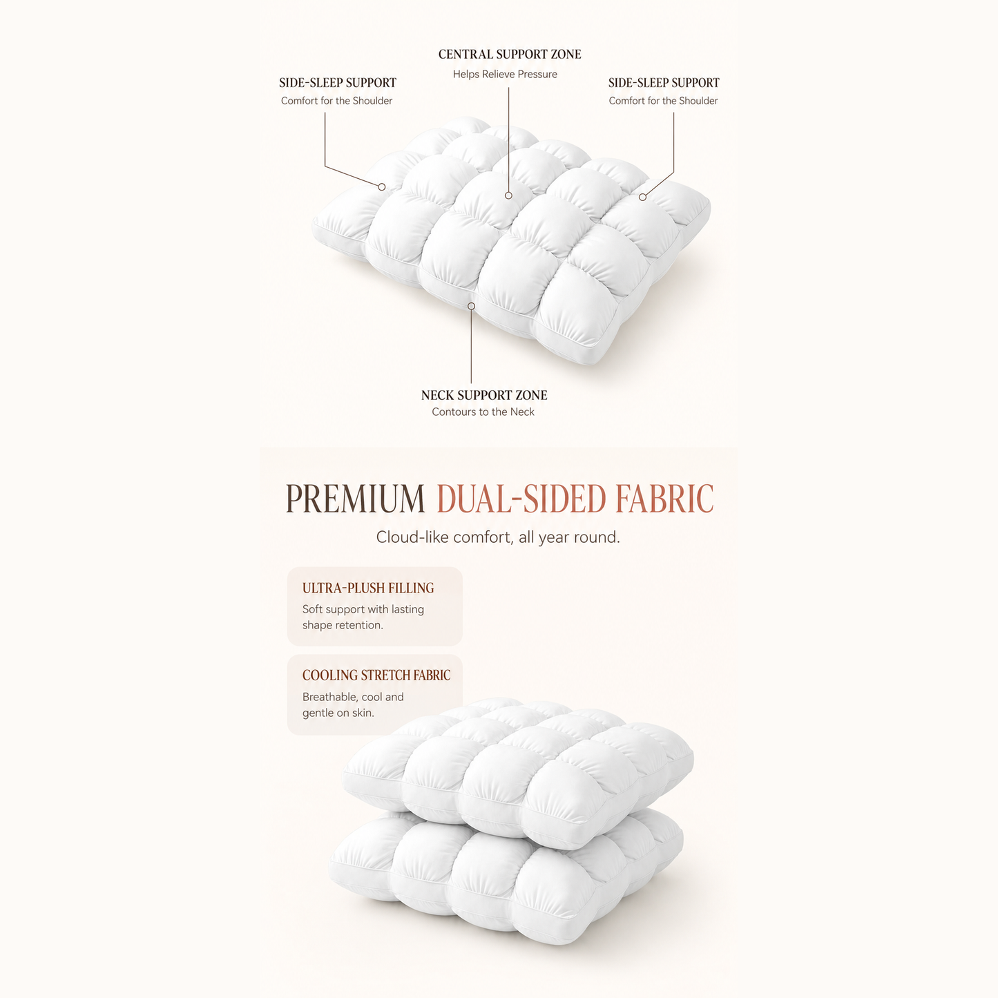 Dreamery Dinner-Roll Cooling Pillow