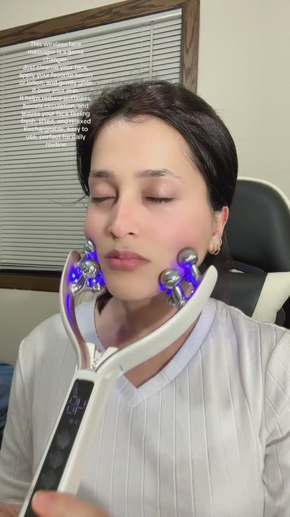 UGC video of the Dreamery V-shaped face massager being used at home