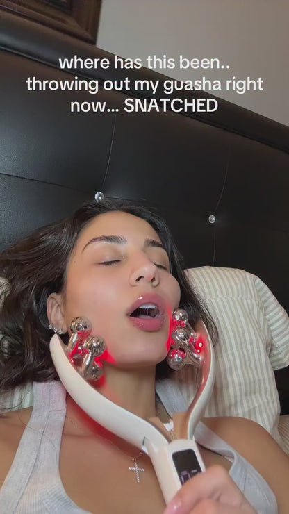 UGC video featuring the Dreamery V-shaped face massager for face and neck care
